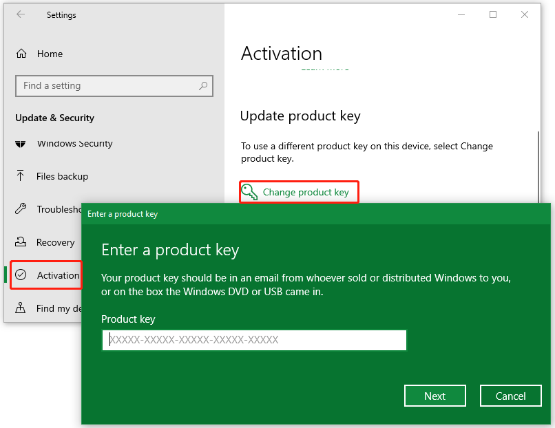 activate Windows 10 using product key