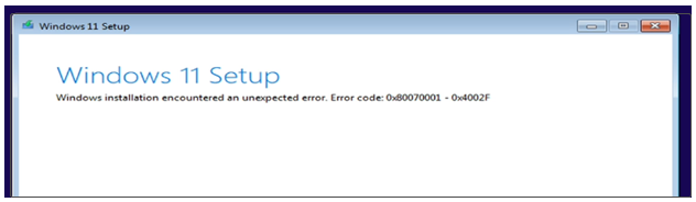 Win11 24H2 installation encountered an unexpected error 0x80070001-0x4002f