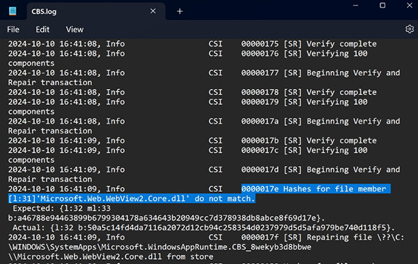 Windows 11 24H2 SFC/Scannow WebView2 bug