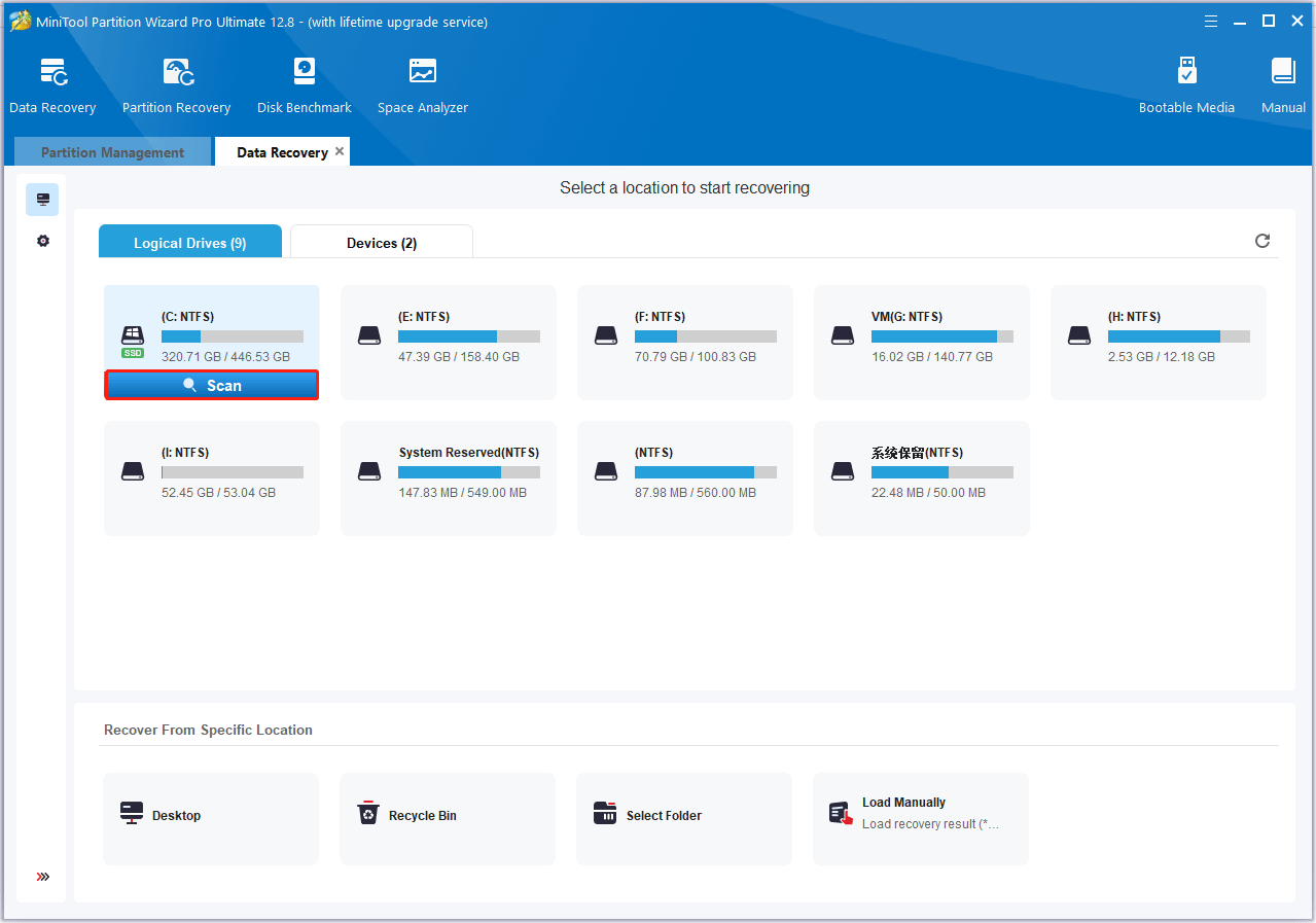 Scan target partition