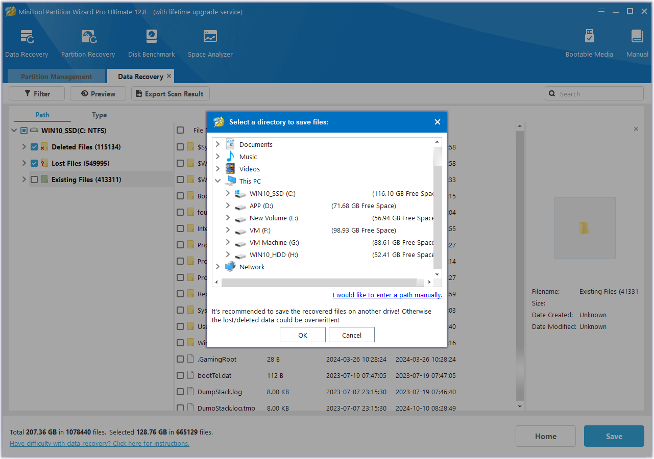 use MiniTool Partition Wizard to recover lost files