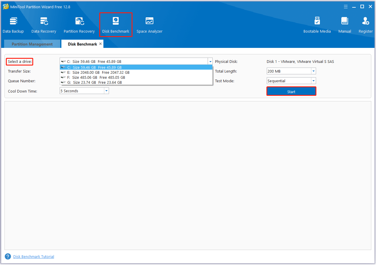 test SSD speed with MiniTool Partition Wizard