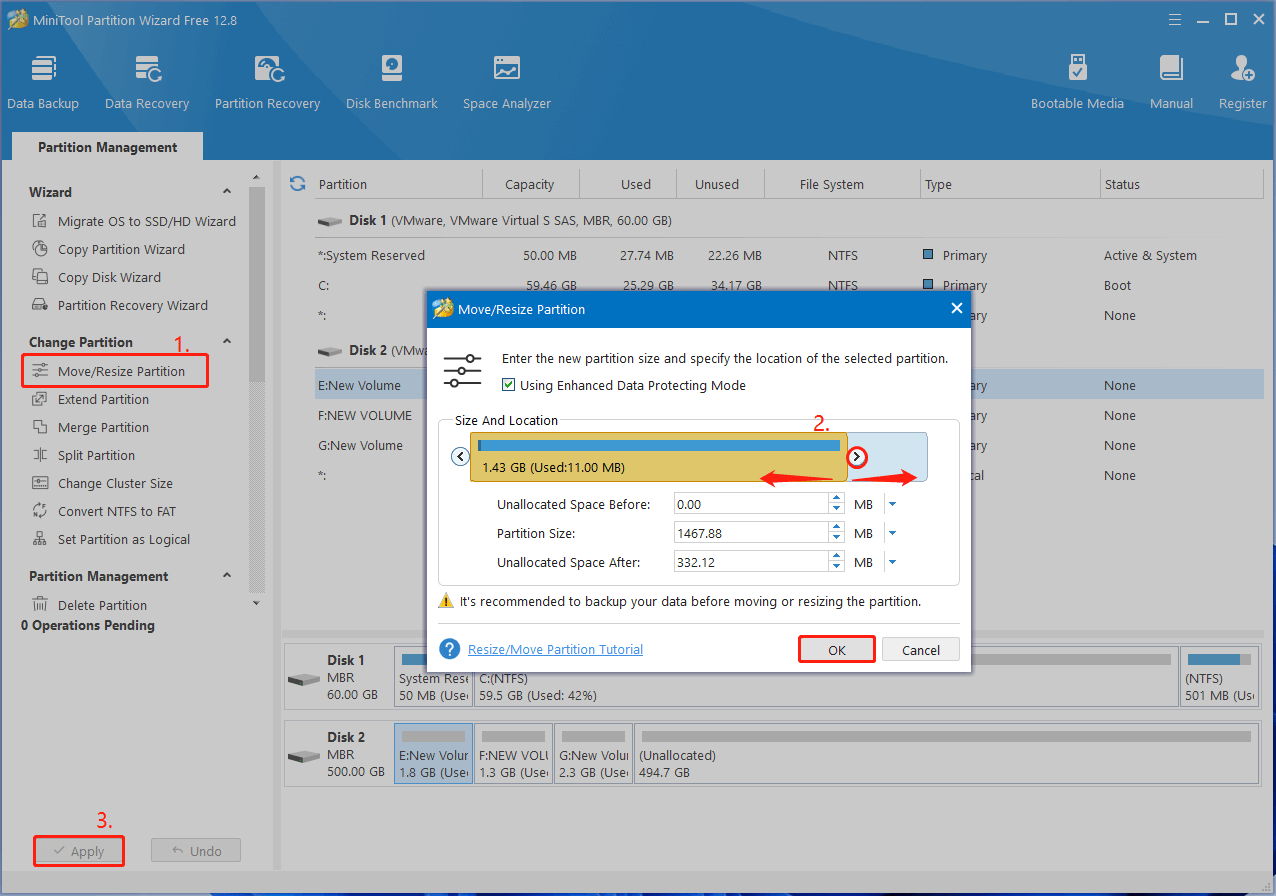 shrink partition using Partition Magic