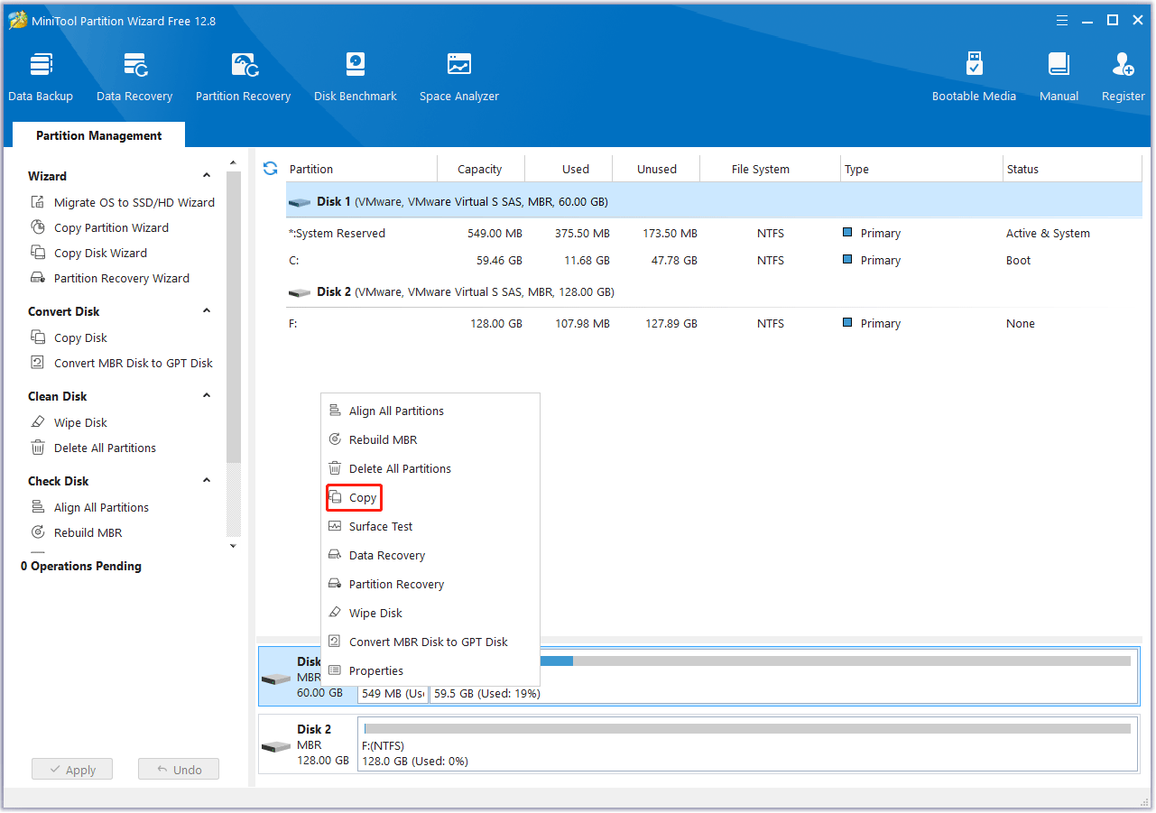 MiniTool Partition Wizard copy disk