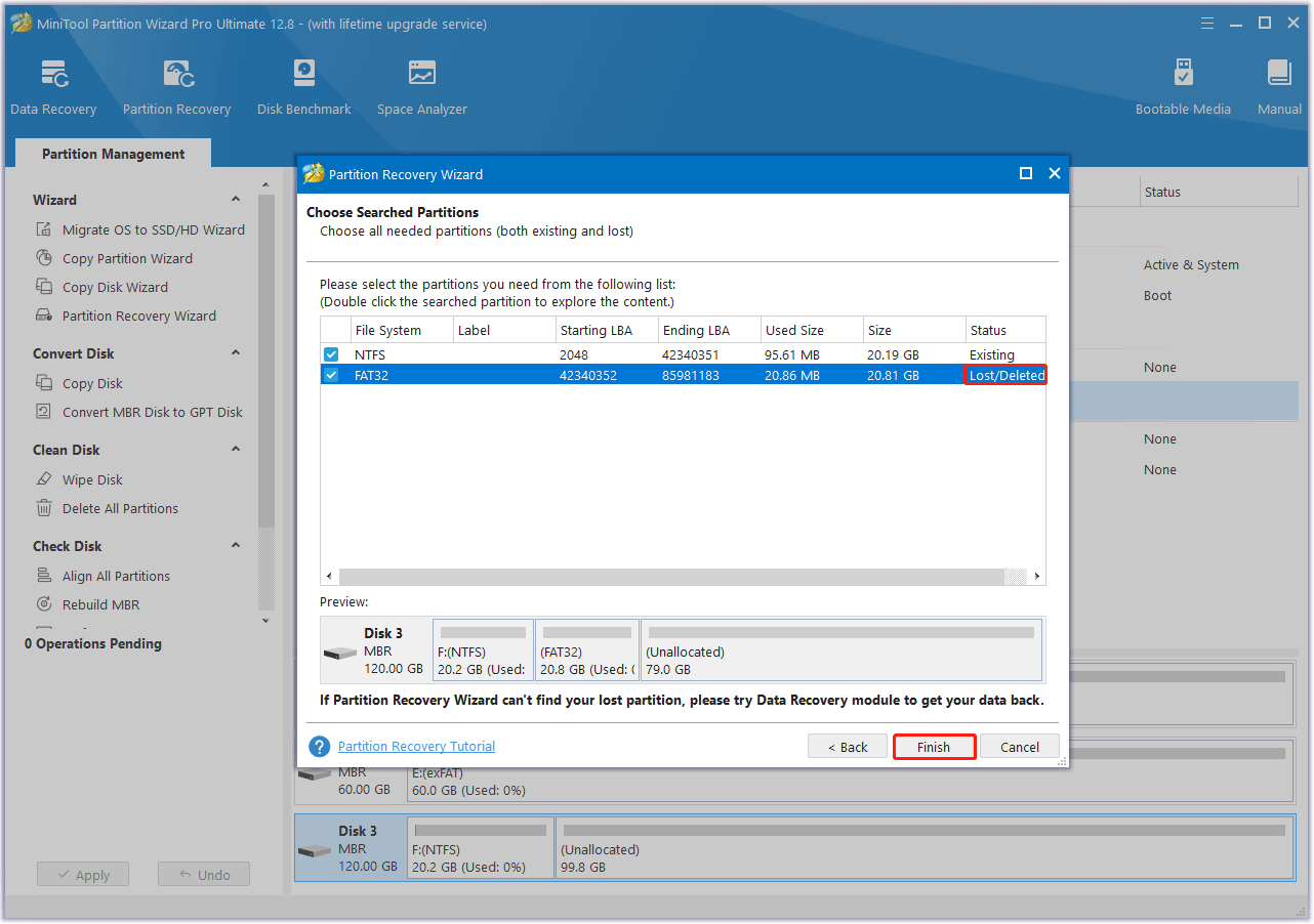 recovery deleted FAT32 partition