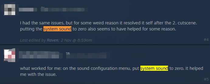 a user report from Steam