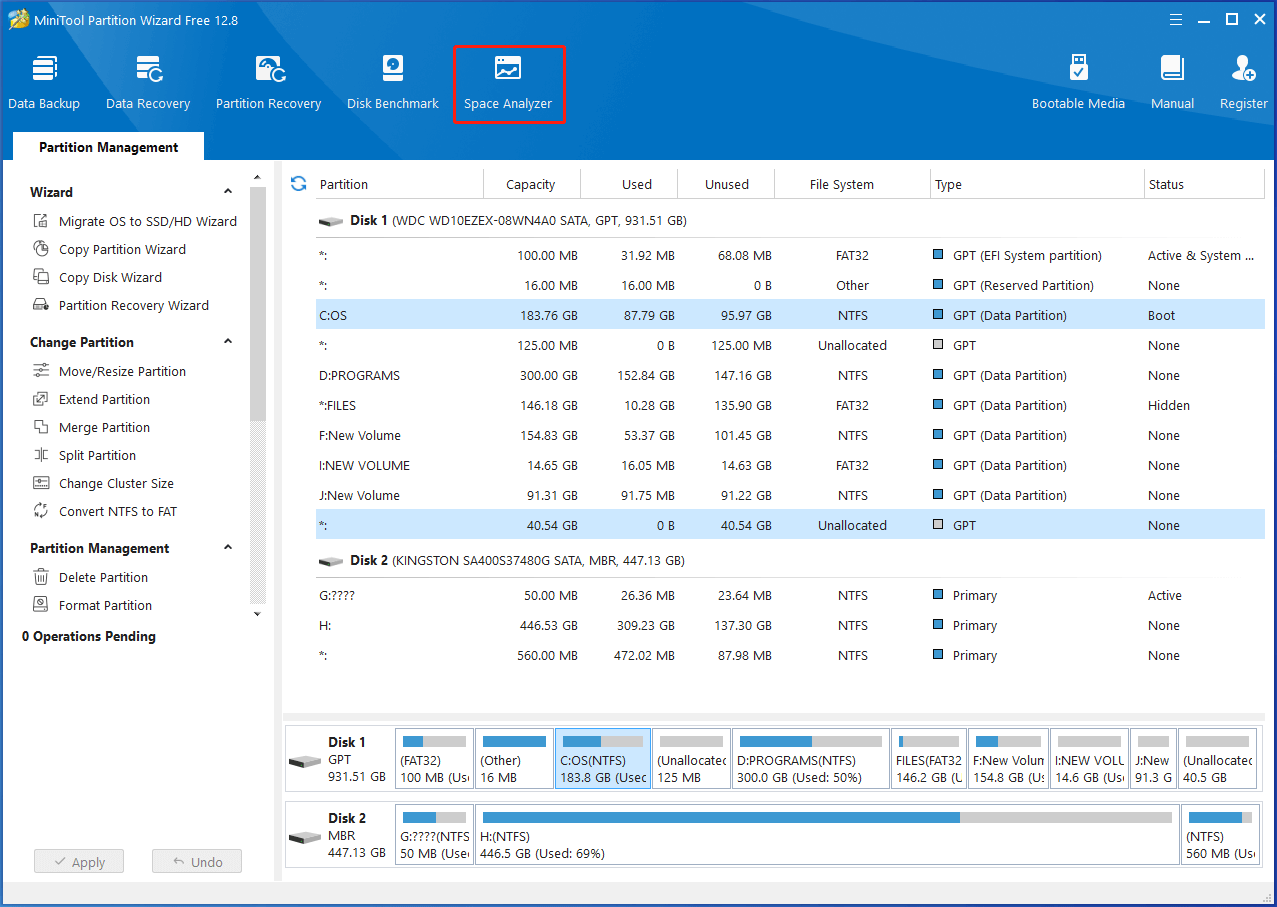 Partition Magic Space Analyzer