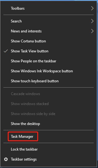 open Task Manager from the taskbar