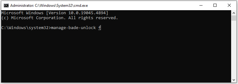 unlock a hard drive in Command Prompt