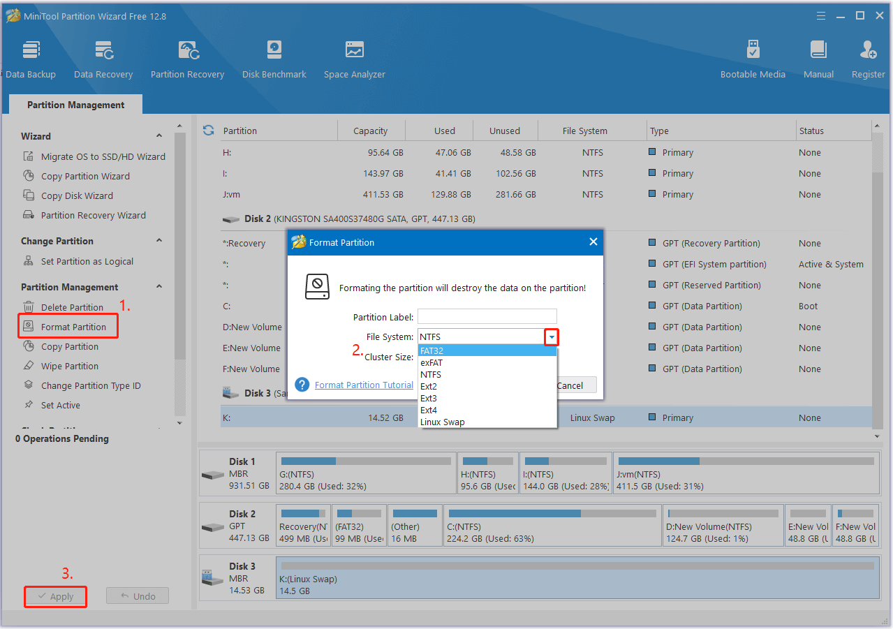 format a USB using Partition Magic