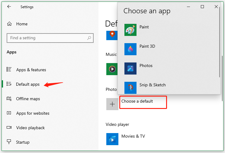 click Choose a default for Photo Viewer