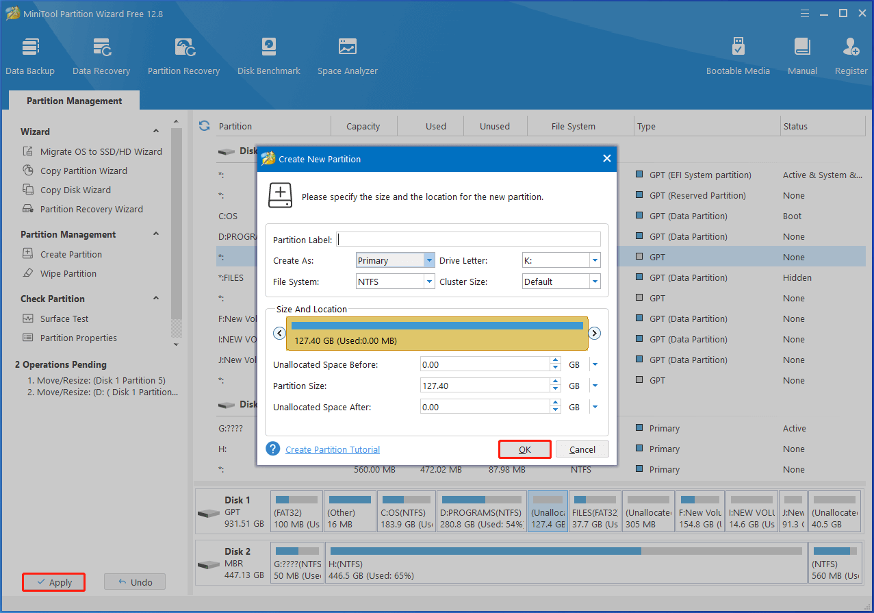 Partition Magic executes the operation