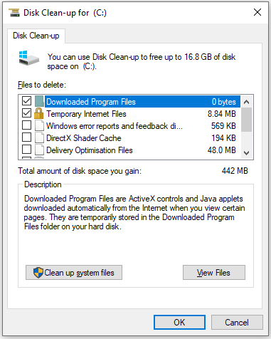 run clean-up to free up disk space