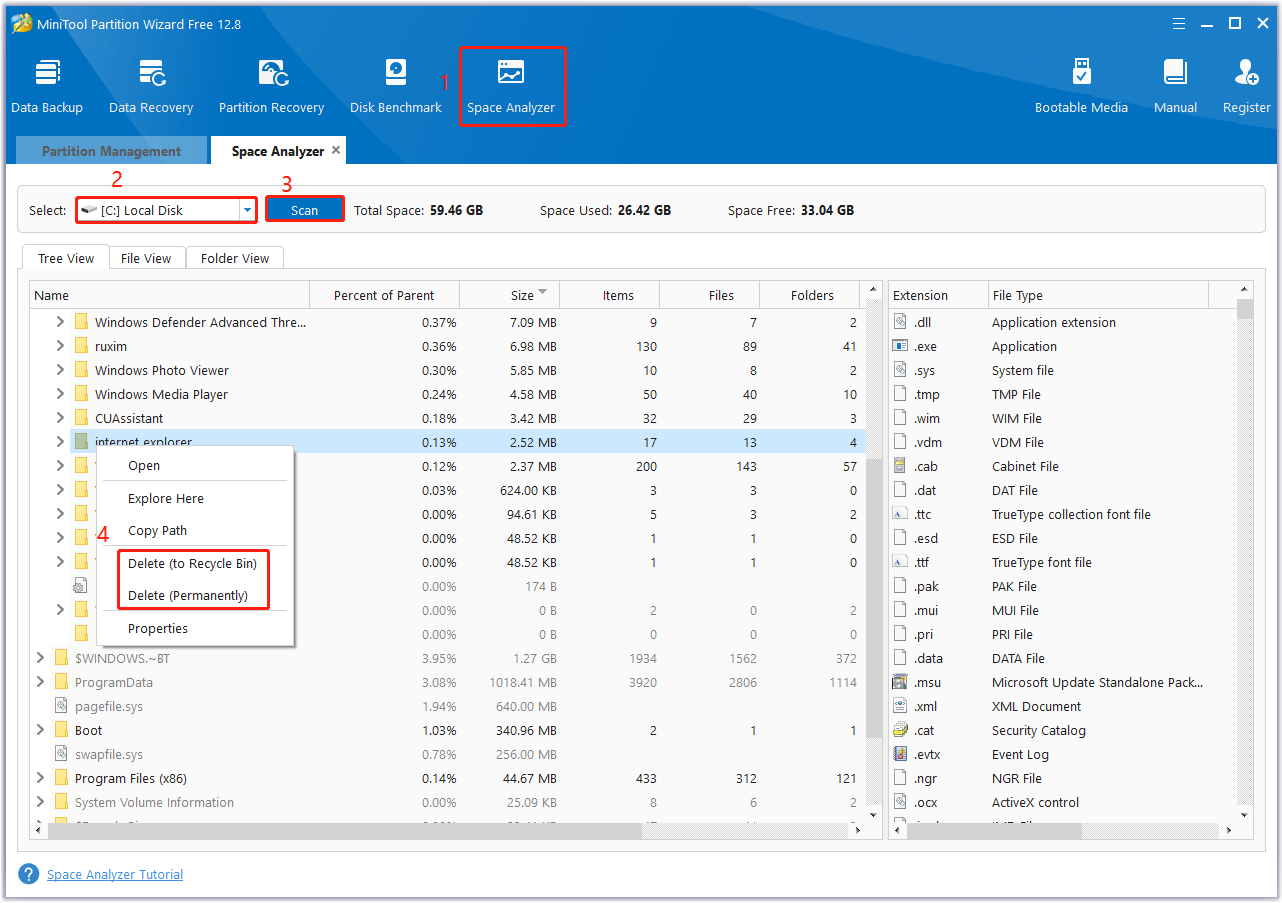 Free up disk space with MiniTool Partition Wizard