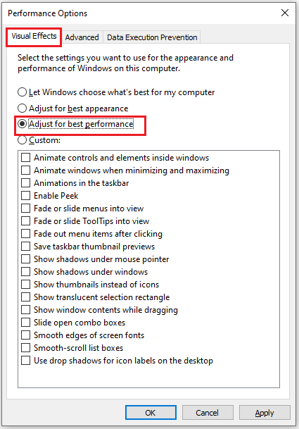 click Adjust for best performance