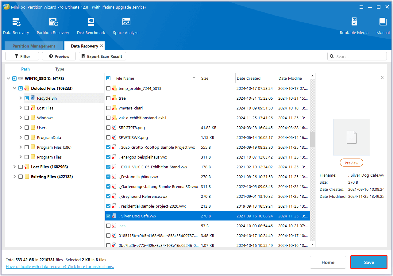 click the Save button in MiniTool Partition Wizard