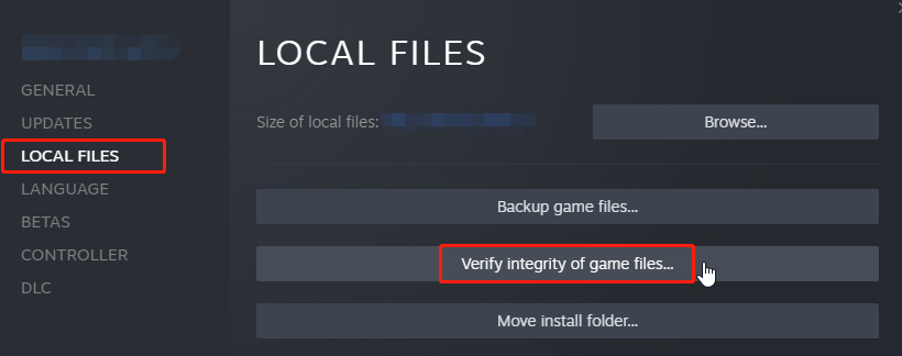 click Verify integrity of game files on Steam