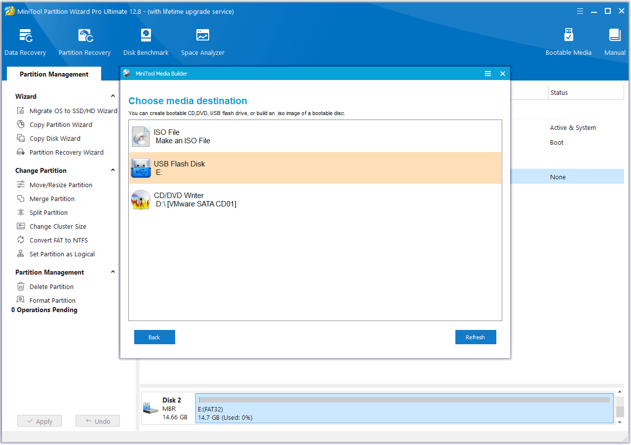 create a bootable USB MiniTool Partition Wizard