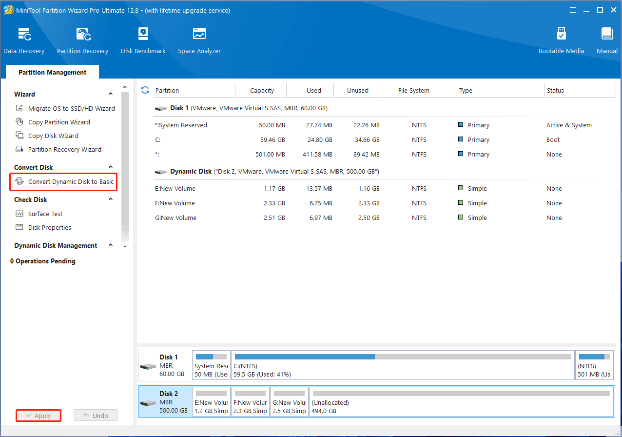 convert dynamic disk to basic using Partition Magic