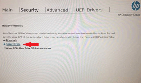 use HP Secure Erase