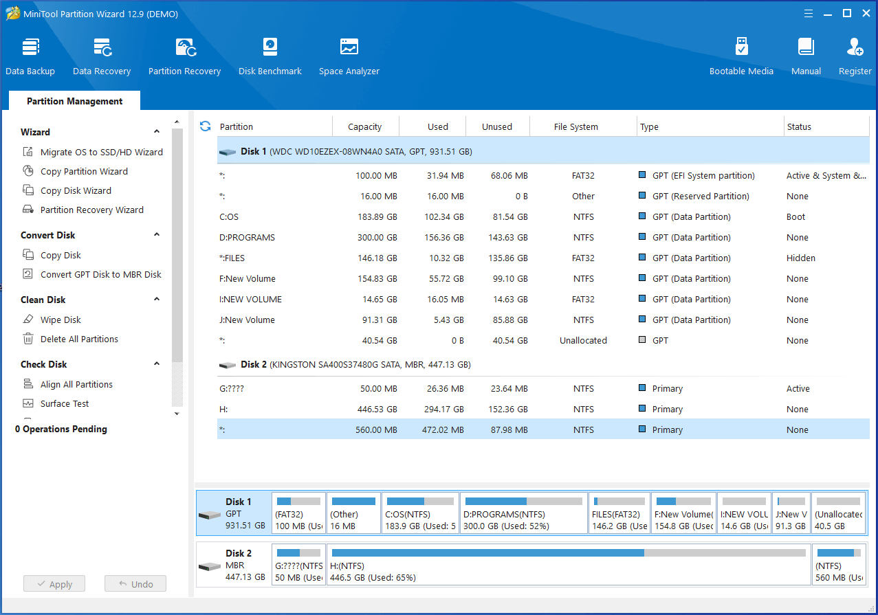 MiniTool Partition Wizard features