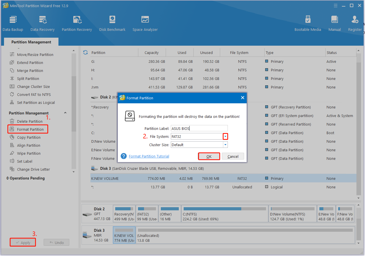 format a USB to FAT32 using Partition Magic