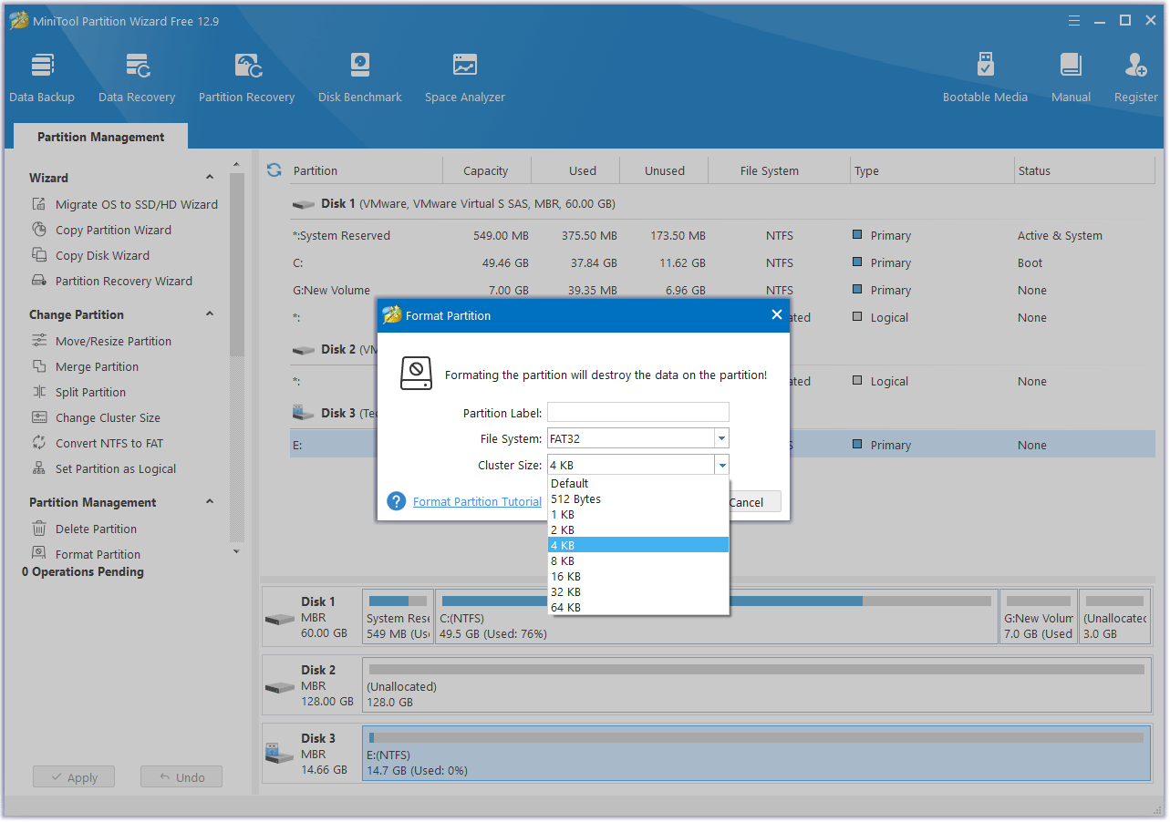 choose a file system MiniTool Partition Wizard