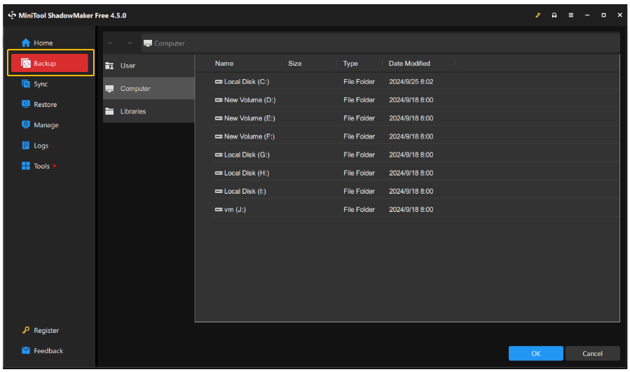 back up data using MiniTool ShadowMaker