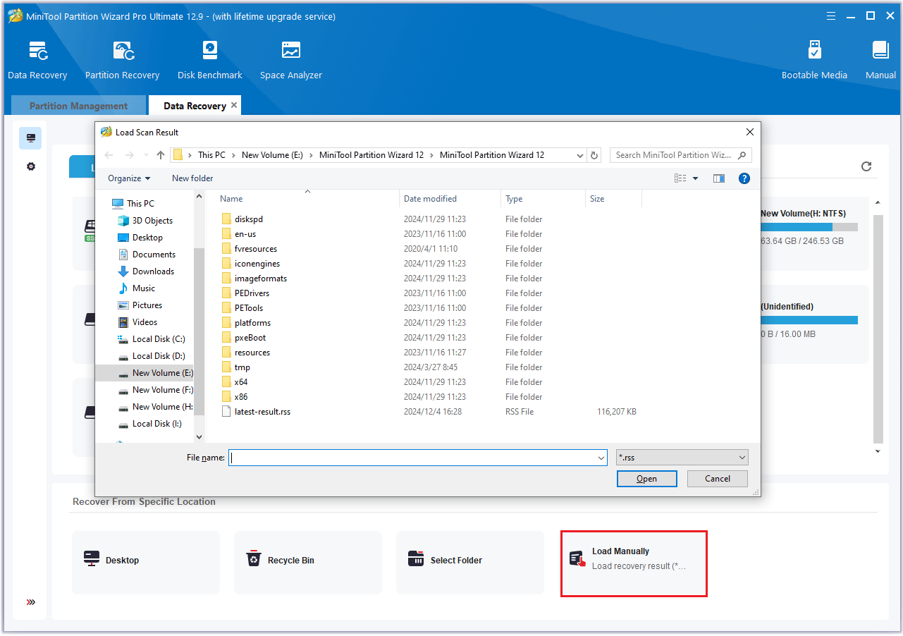 click Load Manually in MiniTool Partition Wizard