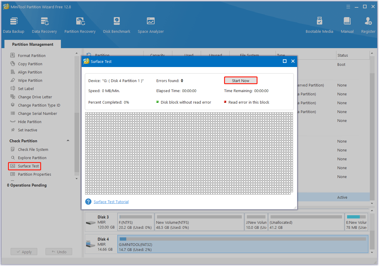 check for bad sectors with MiniTool Partition Wizard