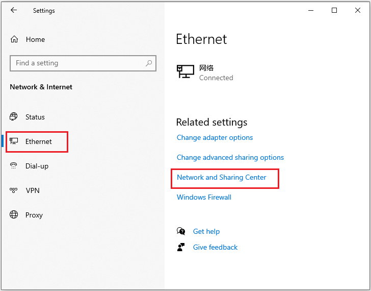 click Network and Sharing Center