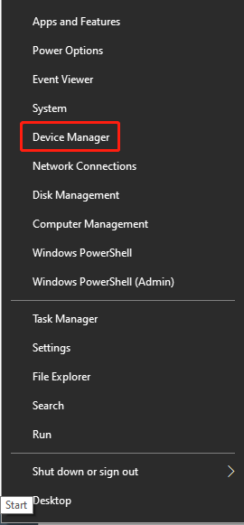 open Device Manager from the Start menu