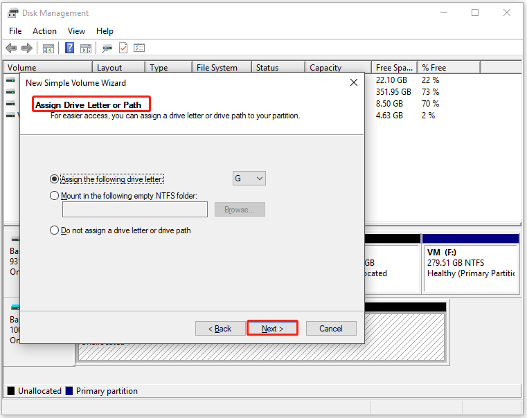 assign a drive letter or path