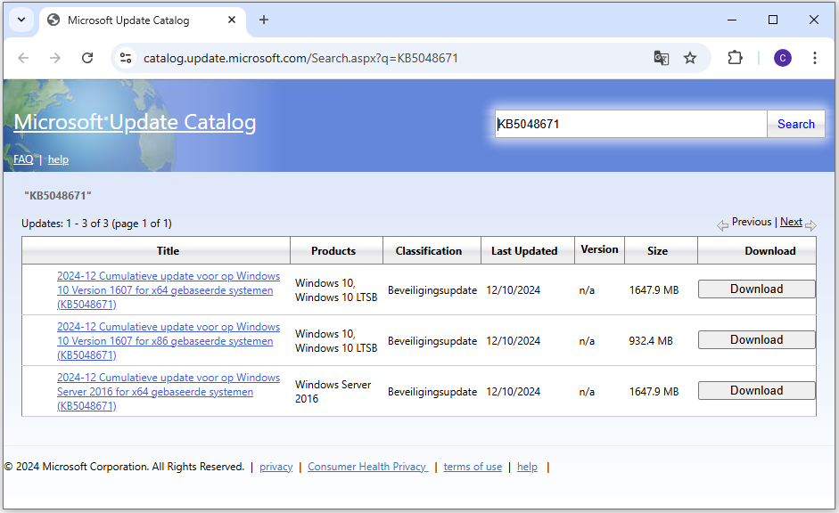 get KB5048671 from the Microsoft Update Catalog