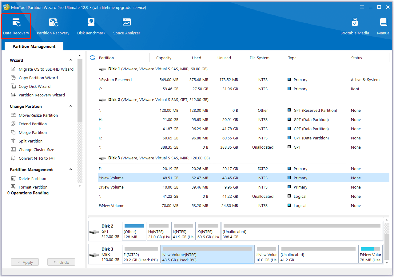 recover lost data with MiniTool Partition Wizard