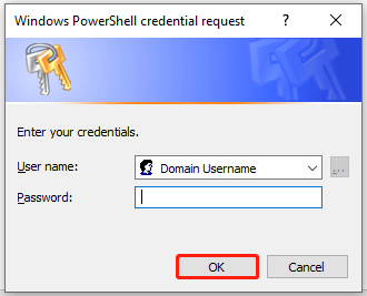 enter the domain user password