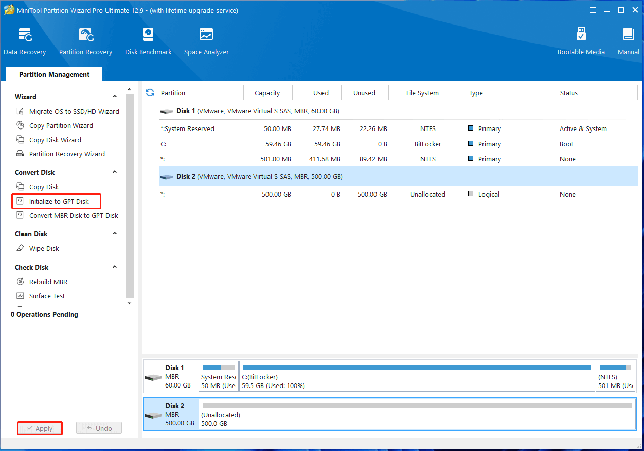 initialize disk using Partition Magic