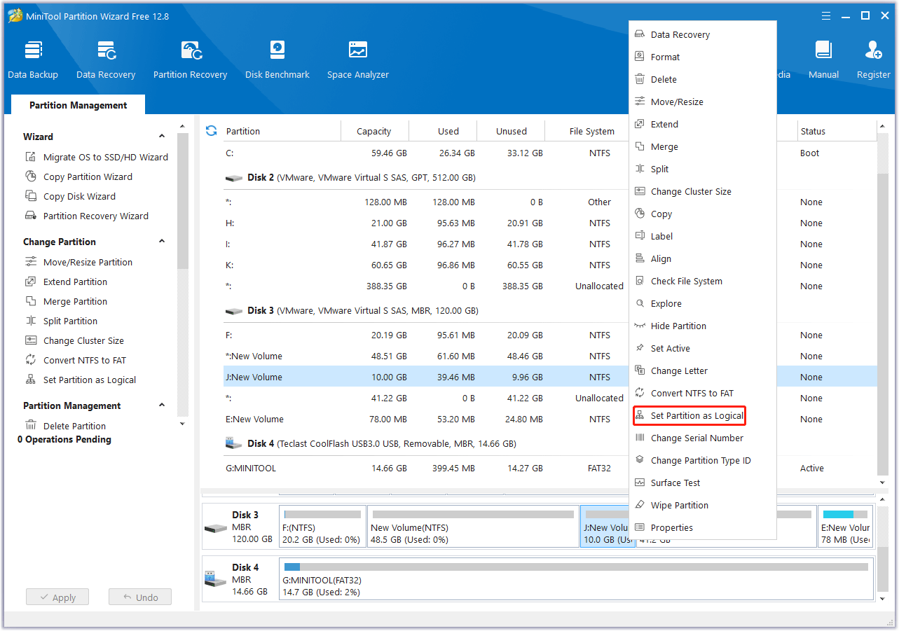 Set Partition as logical