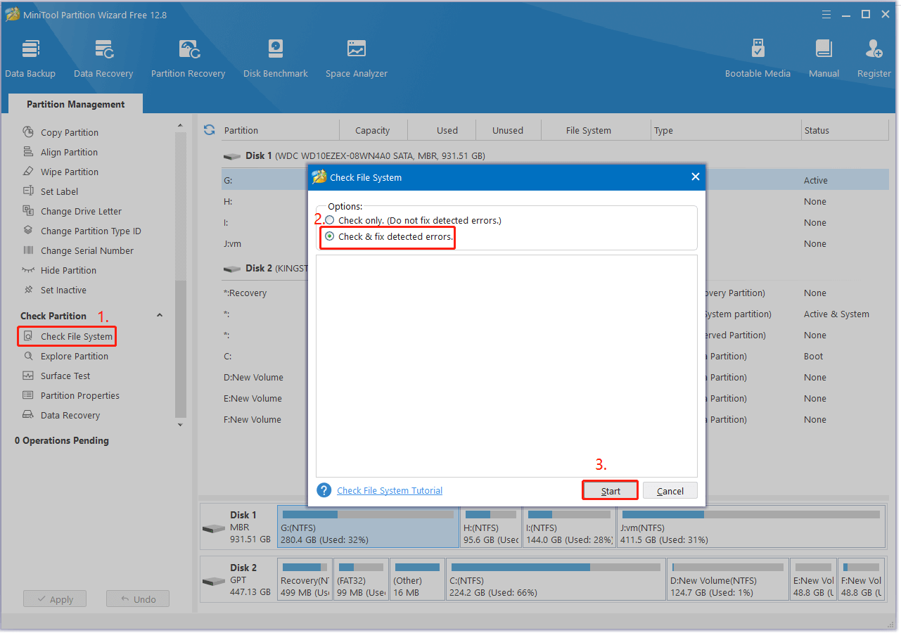 check file system using Partition Magic