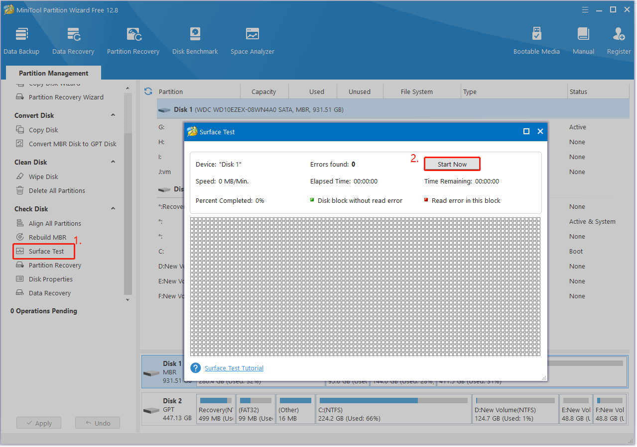 check bad blocks using Partition Magic