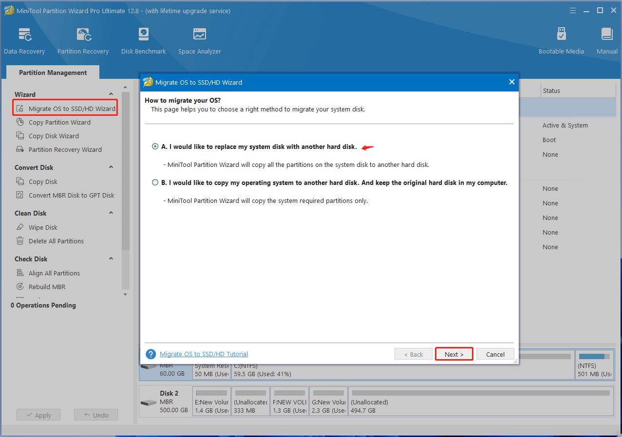 click Migrate OS to SSD on Partition Magic