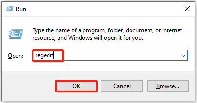 open Registry Editor from Run window