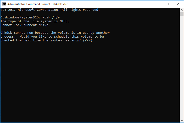 run Command Prompt to check the hard drive for errors