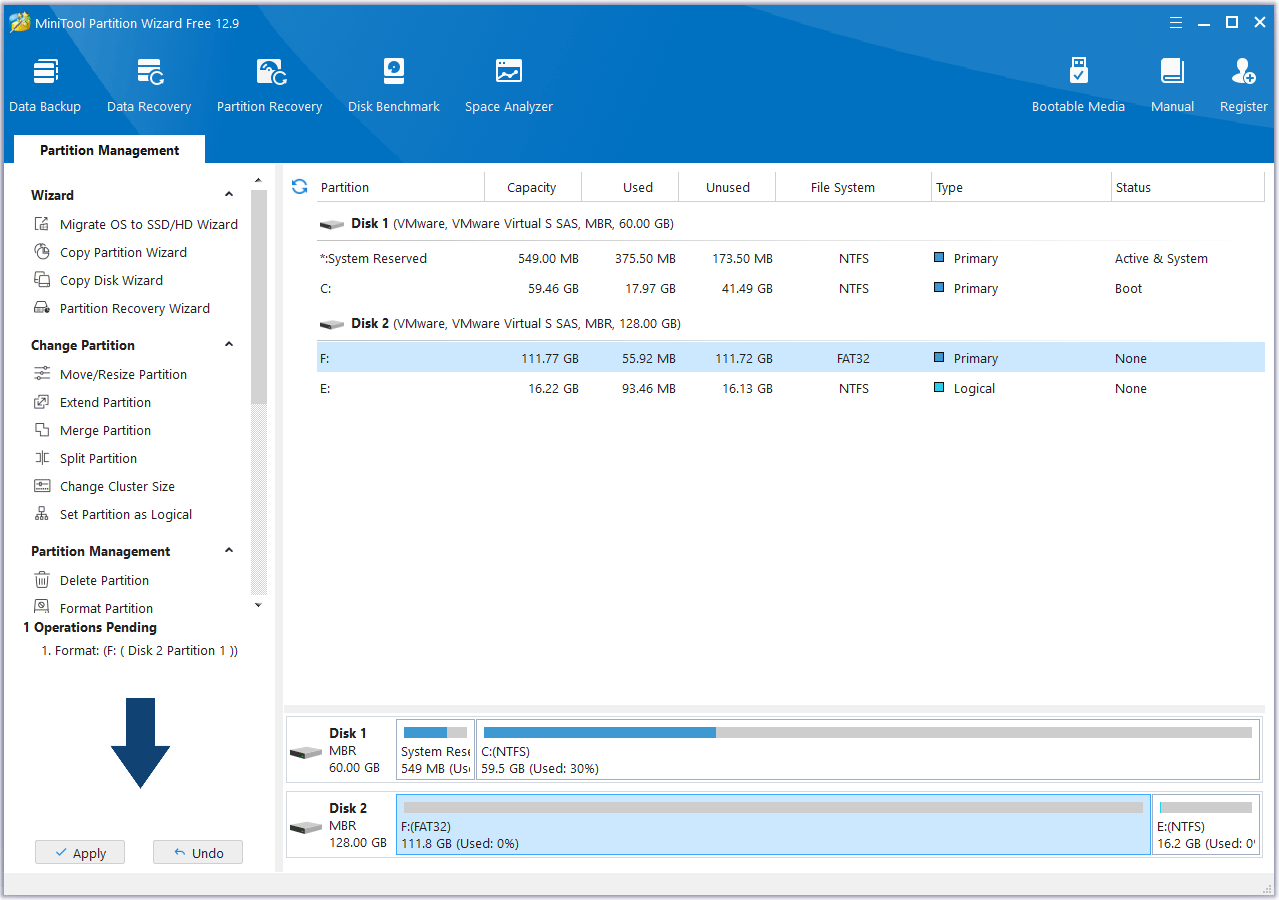 click Apply MiniTool Partition Wizard