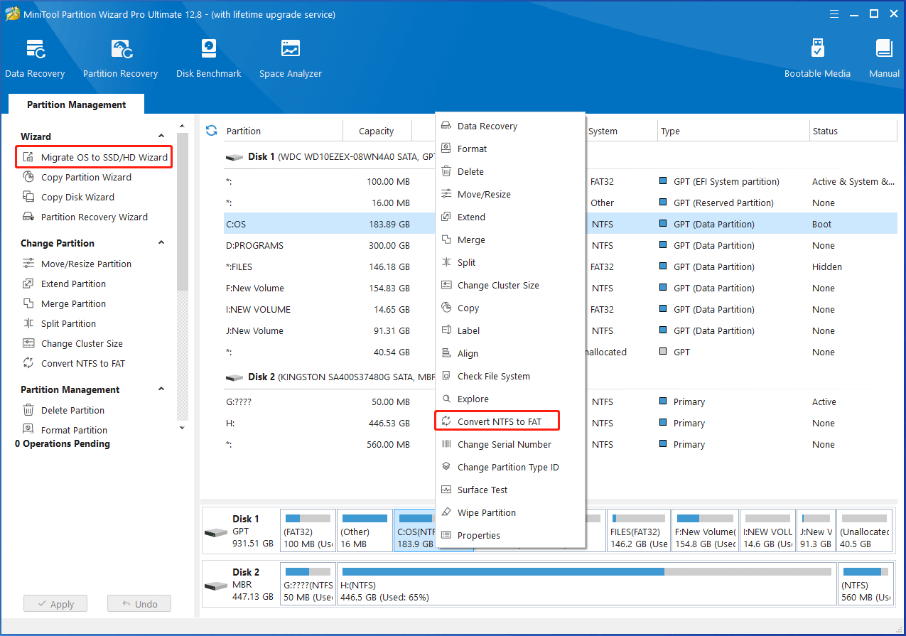 main interface of Partition Magic