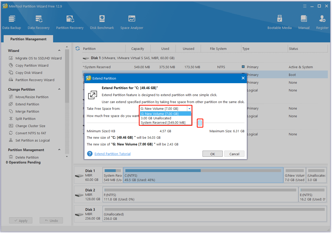 take free space from another partition