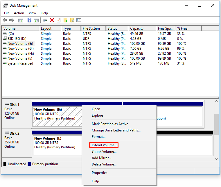 extend volume Windows Disk Management