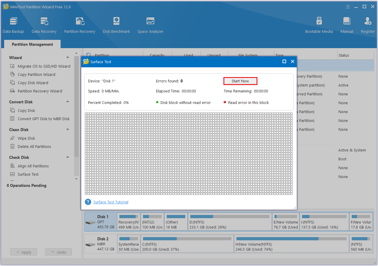 click Start Now in MiniTool Partition Wizard