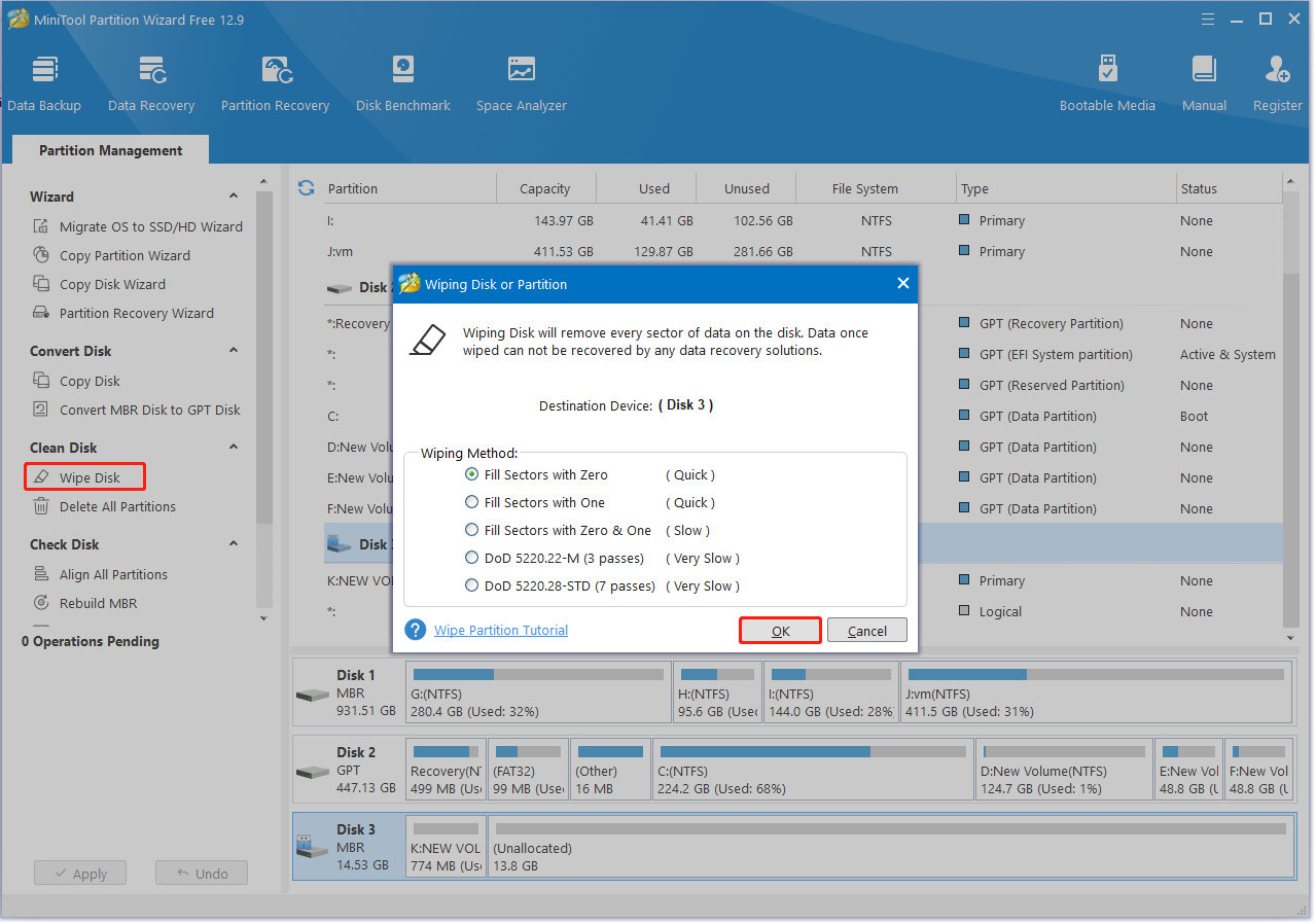 wipe disk using Partition Magic