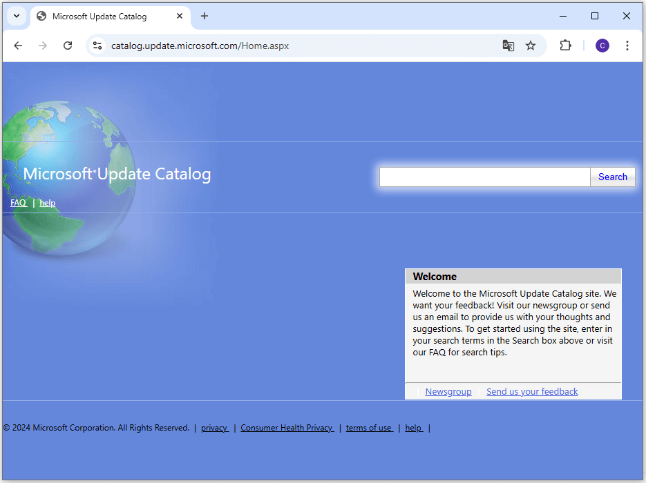 Microsoft Update Catalog website